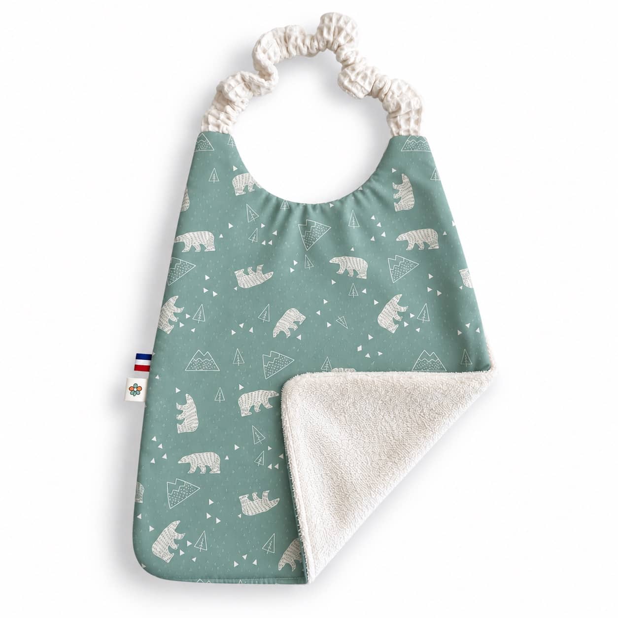 Bavoir serviette Ours polaire 2 Bavoir élastique bébé motif Ours avec verso en éponge de bambou
