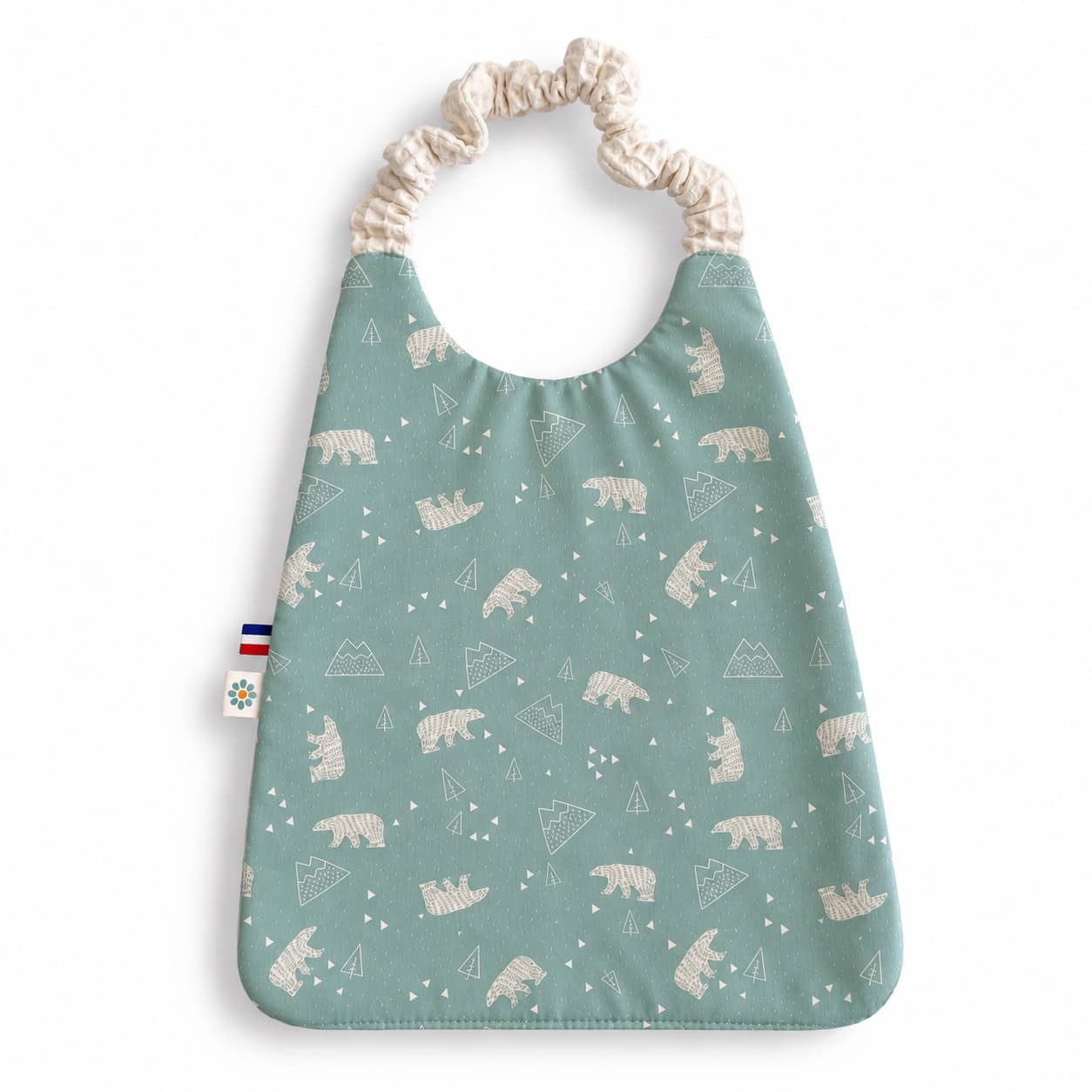 Bavoir serviette Ours polaire 1 Bavoir élastique bébé motif Ours fabriqué en France