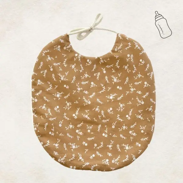 bavoir rond camel fleurs