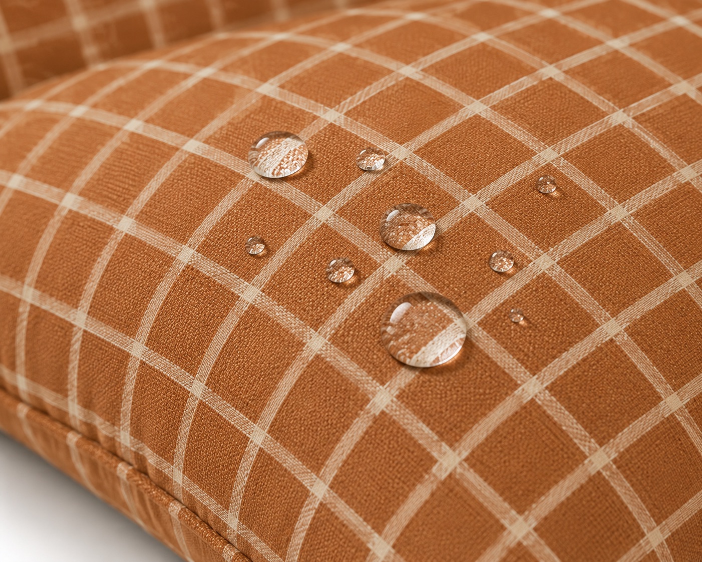 Coussin de chaise haute Cassonade 3 Zoom sur le tissu imperméable du coussin de chaise haute bébé motif Cassonade Timouny.