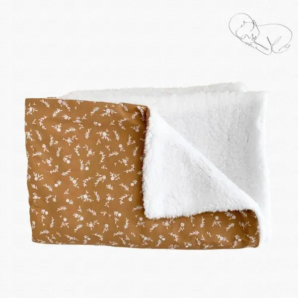 couverture bebe en sherpa motif Camel