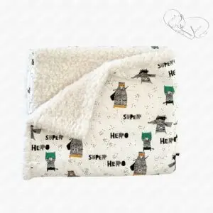 couverture bebe en sherpa motif super héro
