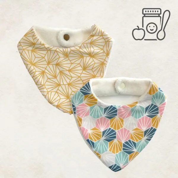 Duo de bavoirs bandanas modèle Camille