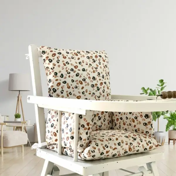 Coussin de chaise haute Léopard pour chaise en bois