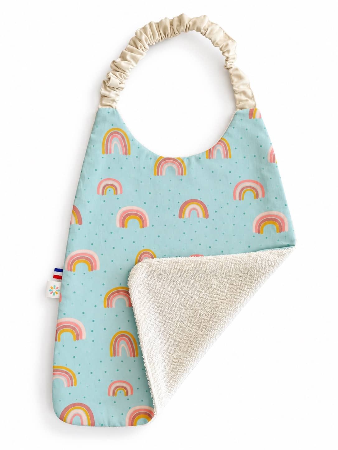 Bavoir serviette Arc en ciel 4 Bavoir bébé motif arc-en-ciel avec verso en éponge absorbante