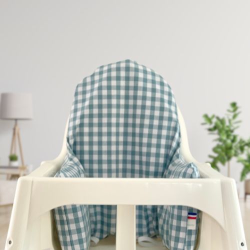 Coussin pour chaise haute Ikea - Vichy bleu 1 Housse Vichy bleu pour chaise haute Ikea Antilop