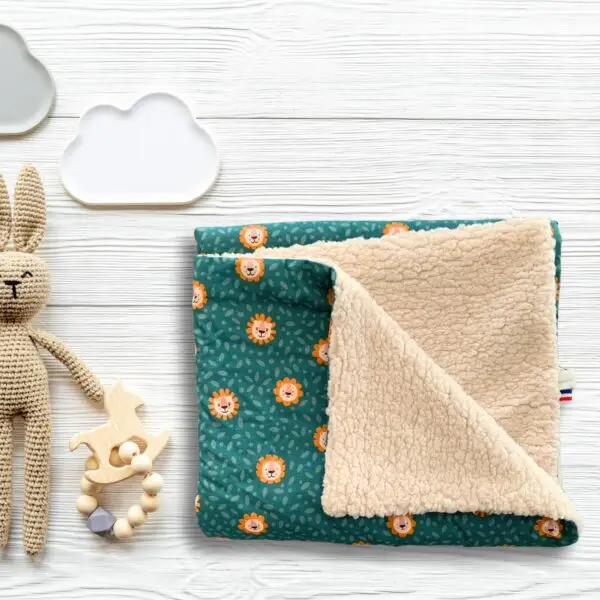 couverture pour bébé personnalisable en sherpa - modèle Lions
