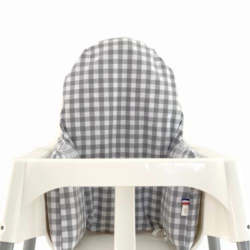 Housse pour chaise haute IKEA – Motif Vichy Gris 3 Housse pour chaise haute Ikea modèle Antilop motif Vichy gris