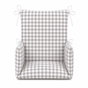 Coussin universel pour chaise haute 7 Coussin de chaise haute universel bébé Vichy Gris Timouny présenté de face sur fond blanc.