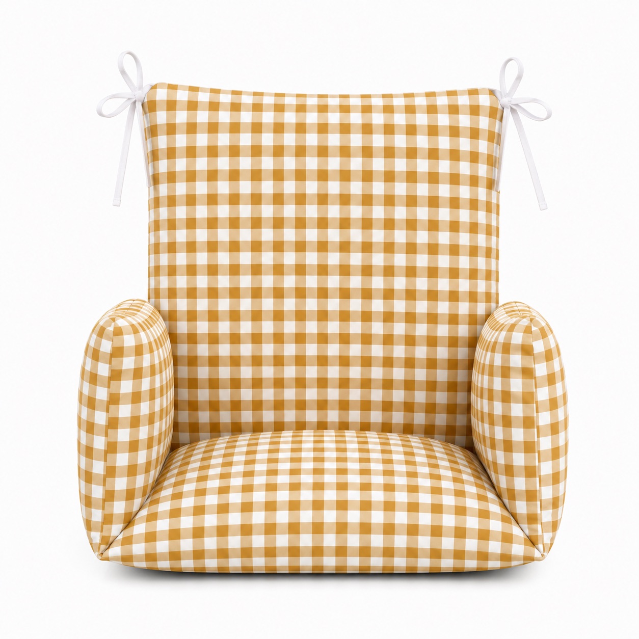 Coussin de chaise haute Vichy curry - fabrication française 1 Coussin de chaise haute universel bébé motif vichy curry fabriqué en France par Timouny.