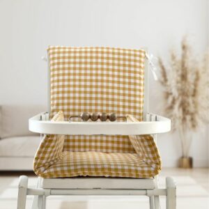 Coussin de chaise haute Vichy Curry