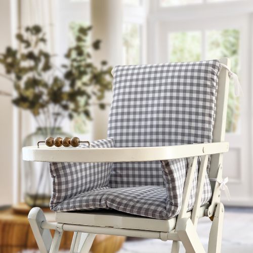 Réducteur de chaise haute Vichy gris 2 réducteur de chaise haute Vichy gris fabriqué en France