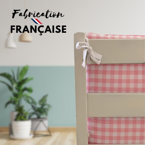 Coussin de chaise haute Vichy rose - confort et charme rétro 3 coussin de chaise haute Vichy Rose made in France