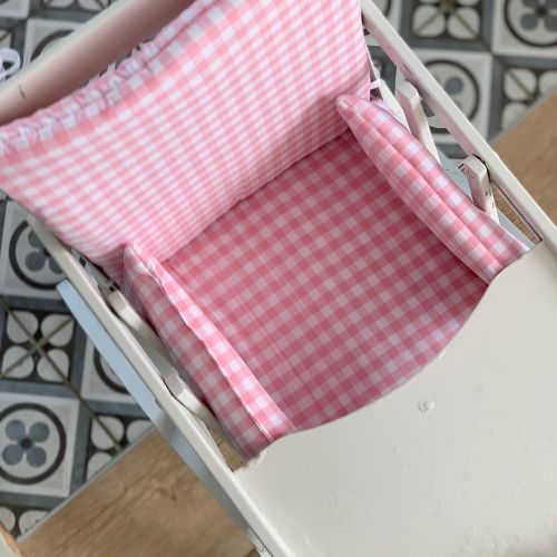 Coussin de chaise haute Vichy rose - confort et charme rétro 4 coussin de chaise haute Vichy Rose made in France