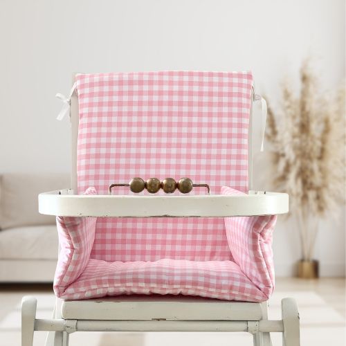 Coussin de chaise haute Vichy rose - confort et charme rétro 1 coussin de chaise haute Vichy Rose