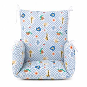 Coussin universel pour chaise haute 4 Coussin de chaise haute universel bébé motif Louis Timouny présenté de face sur fond blanc.