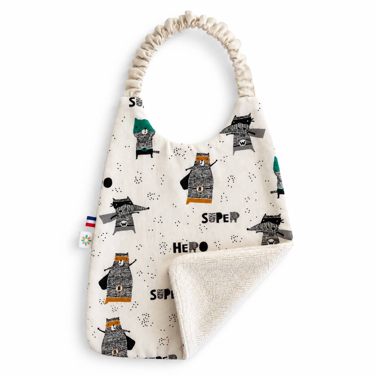 Bavoir serviette Super Héro 2 Bavoir élastiqué bébé Super Héros avec verso en éponge absorbante
