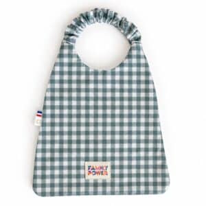 Bavoir élastique bébé Vichy bleu vert fabriqué en France