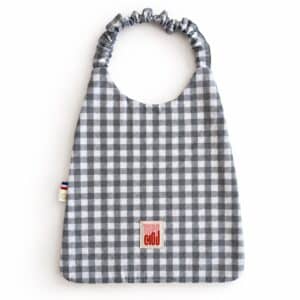Bavoir serviette élastique Vichy gris et blanc – Timouny