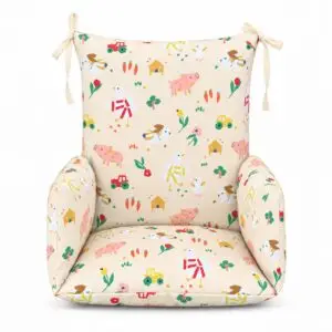 Coussin universel pour chaise haute 3 Coussin de chaise haute universel imperméable à motif animaux de la ferme, vue de face
