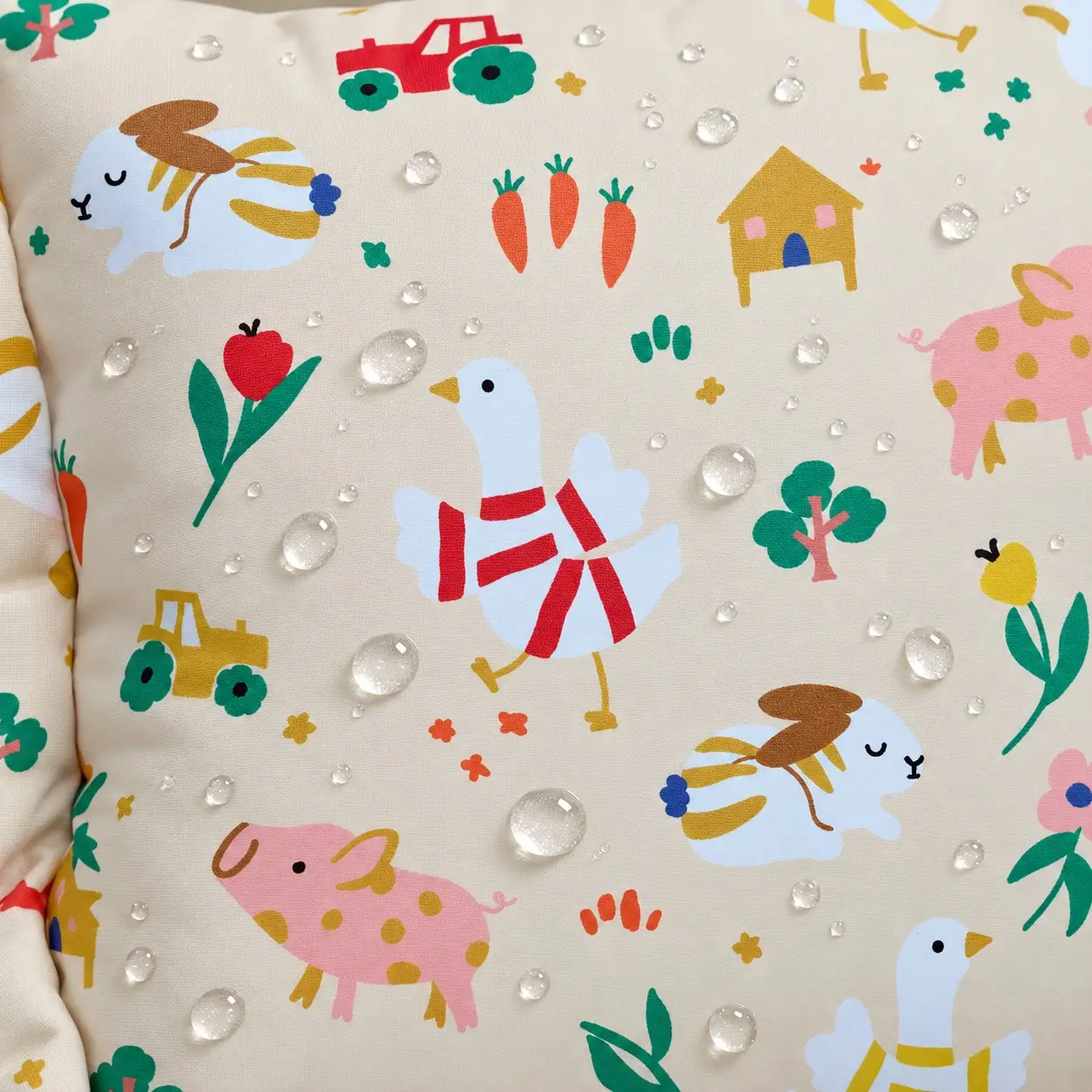Coussin de chaise haute universel Animaux de la ferme 4 Gouttes d’eau perlant sur le tissu imperméable du coussin de chaise haute à motif animaux